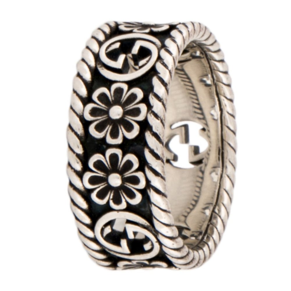 GUCCI STERLING SILVER 925 MADE IN ITALY INTERLOCKING G BAND RING - Picture 5 of 8